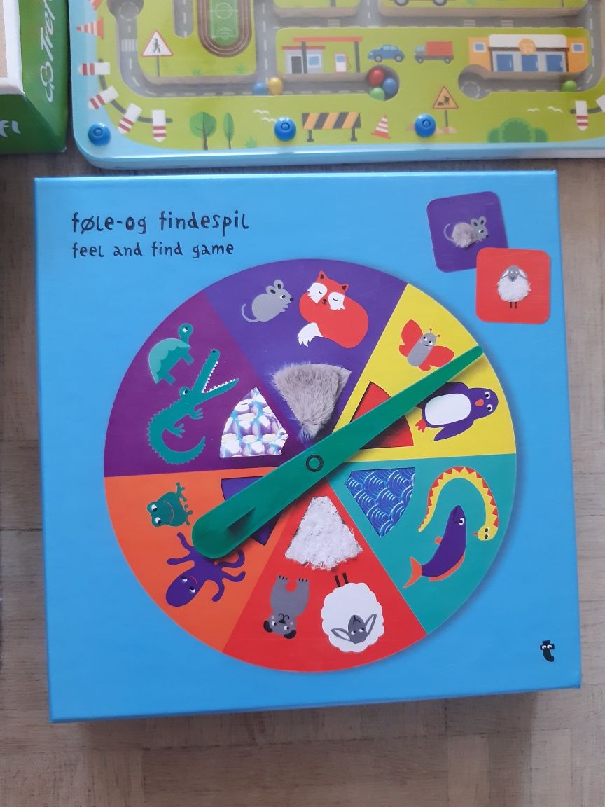 4 gry i puzzle rodzins Treflików puzzle podłogowe pociąg gra sensorycz