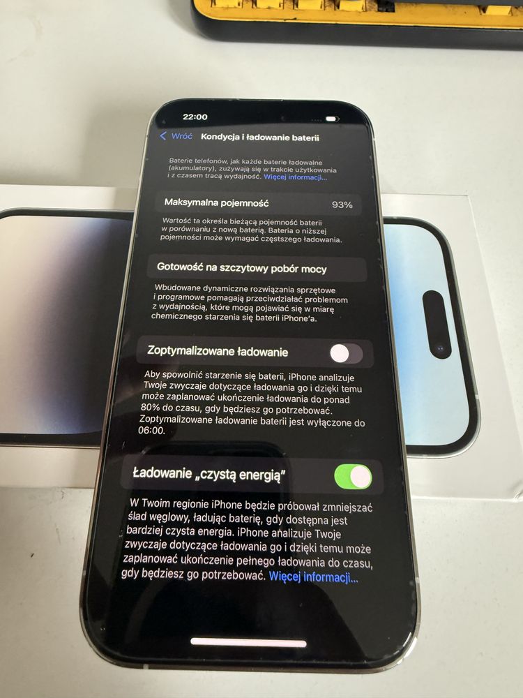 iPhone 14 Pro 256gb Silver Stan Idealny Oryginalna Bateria 93%