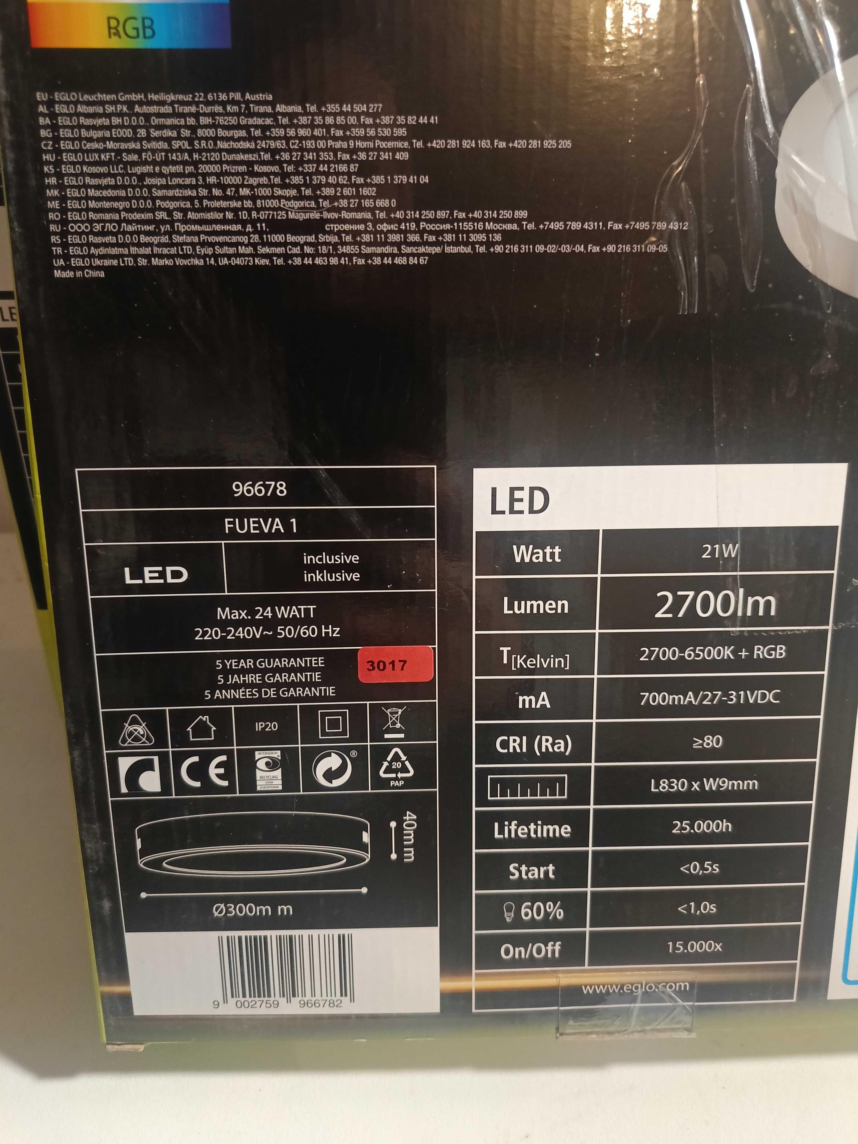 FUEVA-C Plafon oprawa natynkowa Smart Home  - 30cm - 96678 EGLO