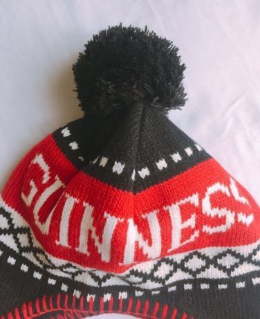 Шапка Guinness утеплённая, флисовая шапка, зимняя вязаная шапка