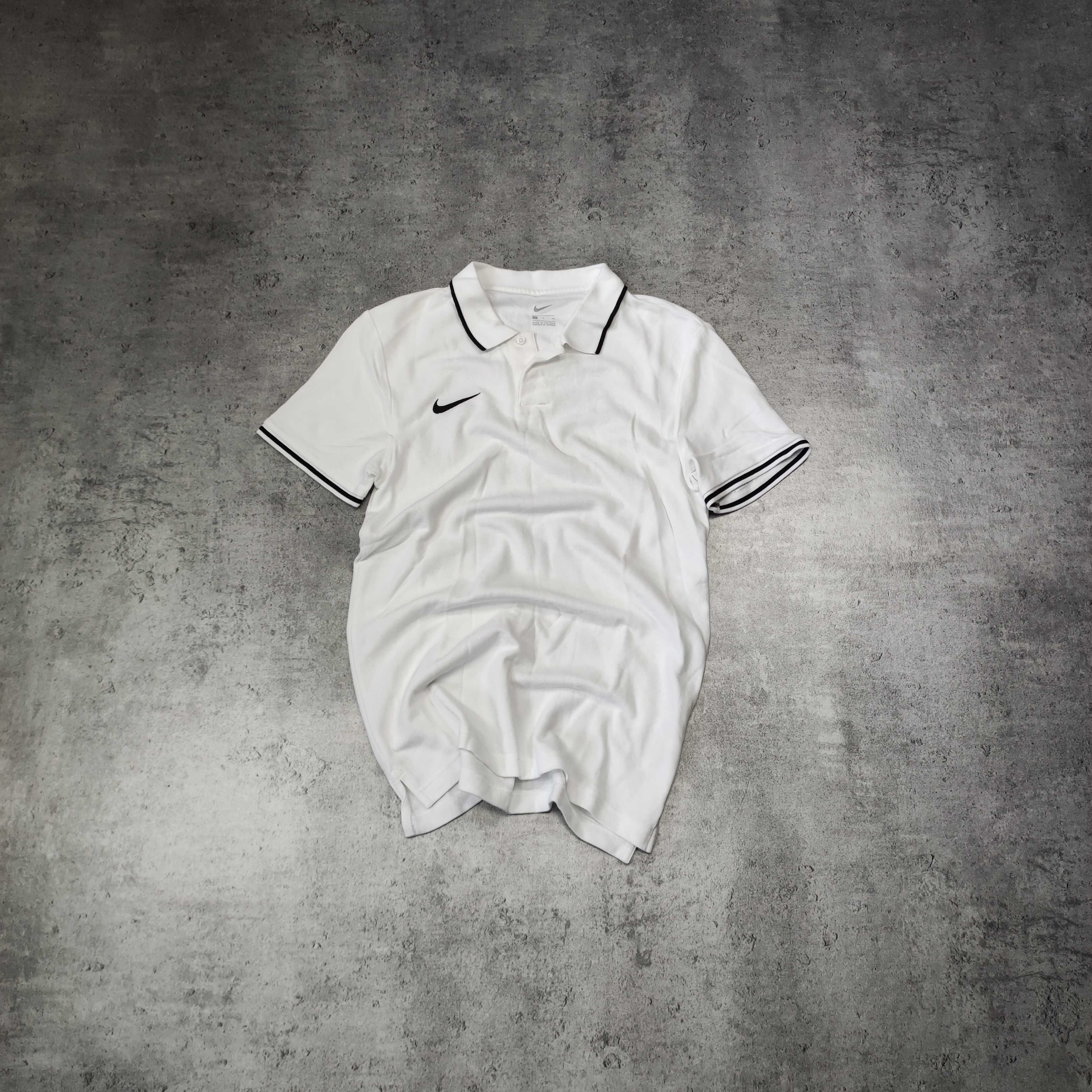 MĘSKA Elegancka Sportowa Bawełna Koszulka Polo Kołnierzyk Biała Nike