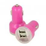 Ładowarka samochodowa 2xUSB biała uniwersalna 1A 2A pink