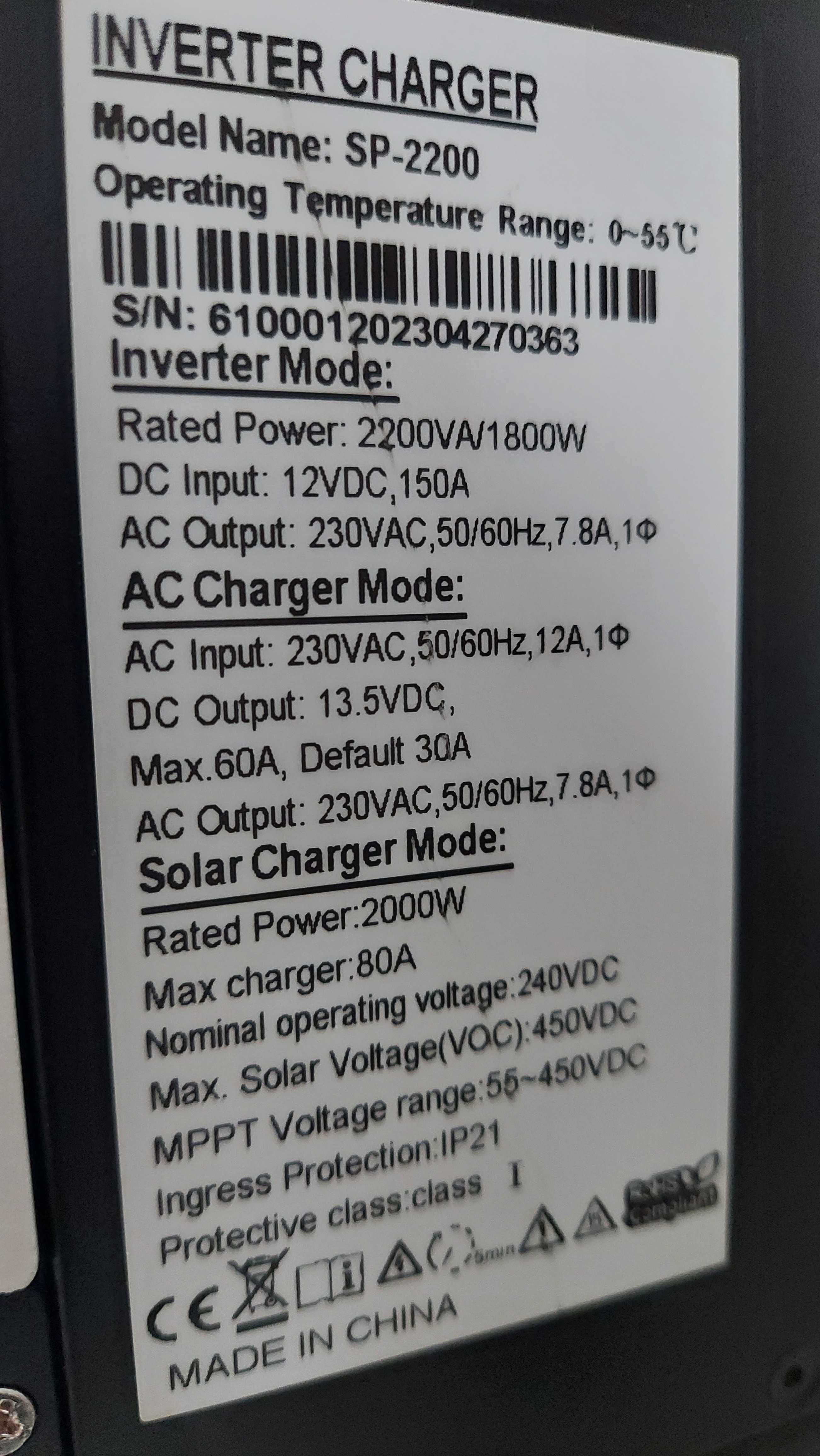 Easun Power Solar hybrydowy falownik 12V AC 220V 2.2KW inwerter
