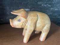 Świnia świnka drewniana figurka