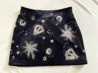 Welurowa granatowa mini-spódnica H&M 36