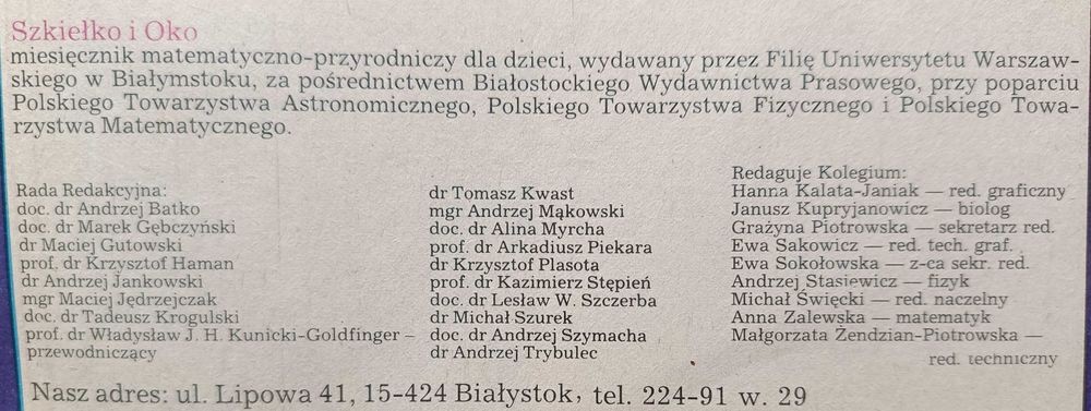 Czasopismo naukowe dla dzieci "Szkiełko i Oko" rocznik 1987