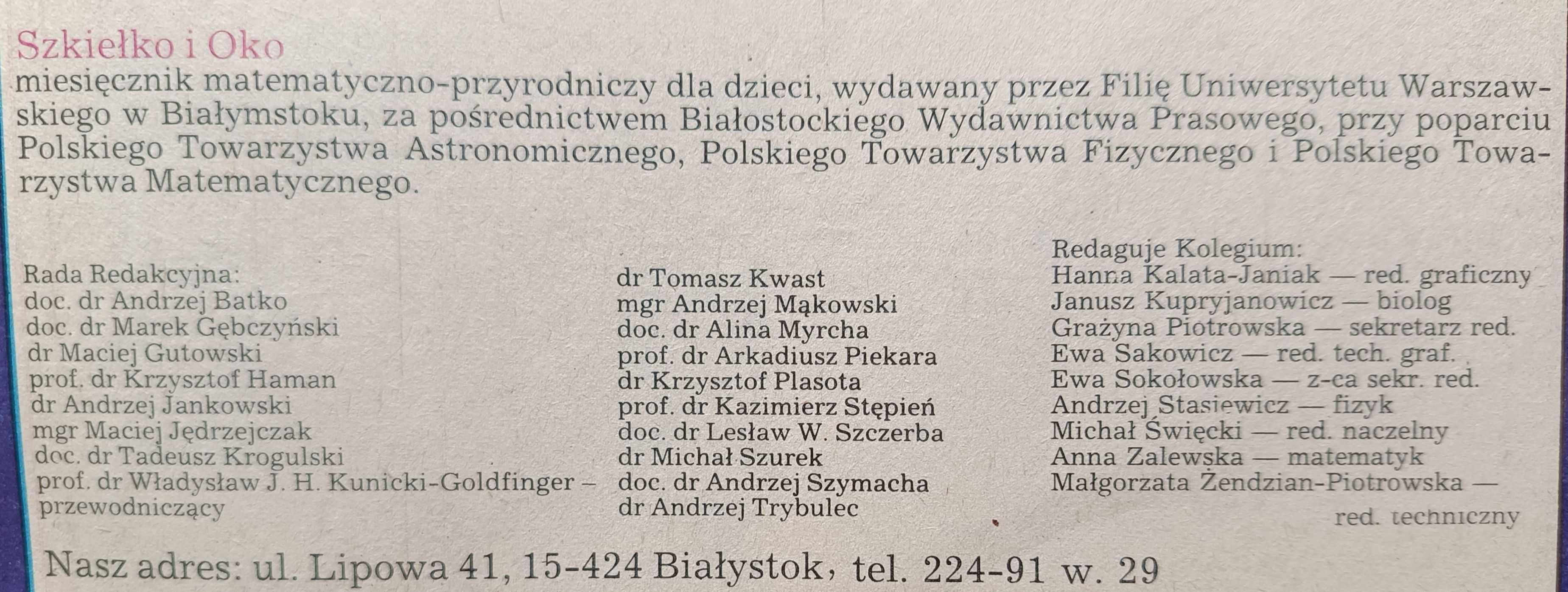 Czasopismo naukowe dla dzieci "Szkiełko i Oko" rocznik 1987