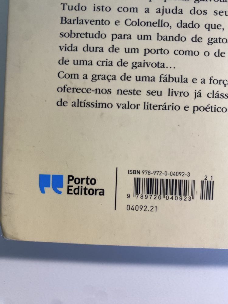 Livro “História de uma gaivota e do gato que a ensinou a voar”
