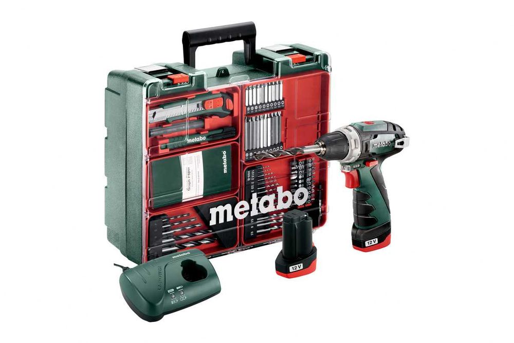 Akum. wiertarko-wkrętarka PowerMaxx Metabo BS 12 2x 2,0 Ah + osprzęt