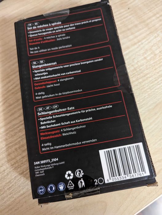 PARKSIDE Набор спиральных сверл по дереву. 4 шт. Новые.