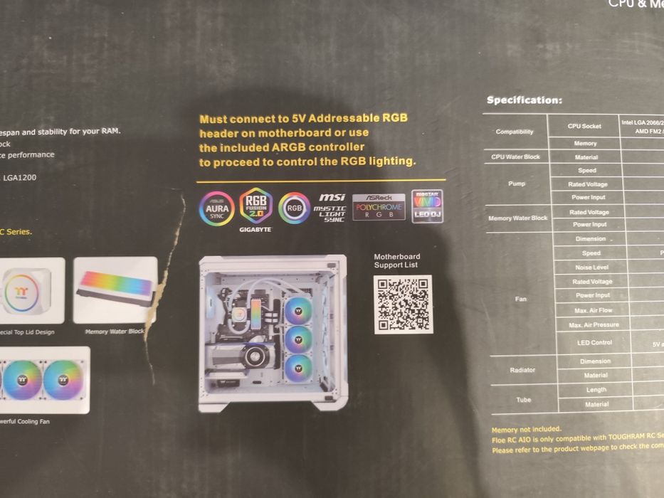 Chłodzenie wodne aio thermaltake  floe RC 360 argb