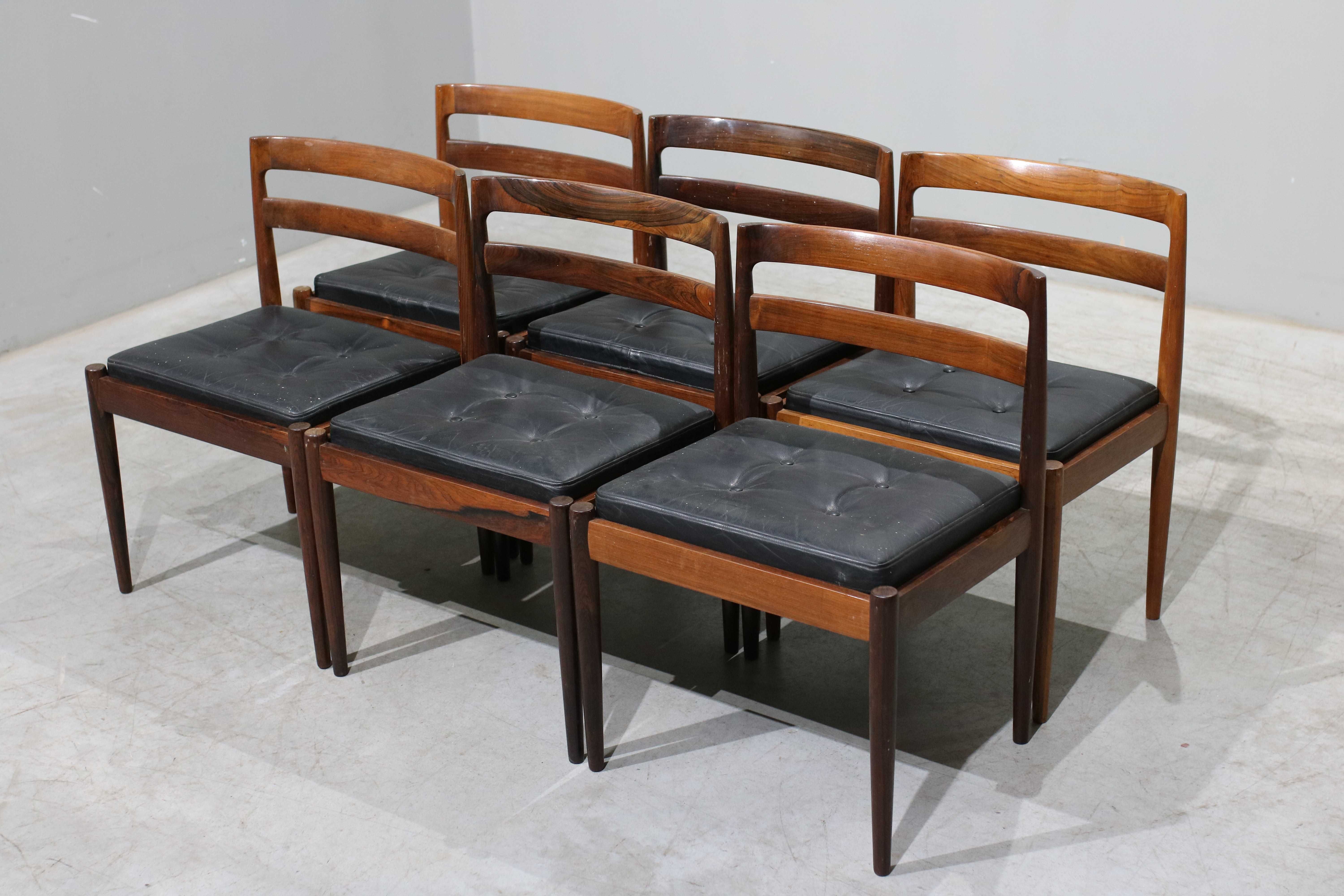 Cadeiras Kai Kristiansen em pau santo e couro | Danish Design