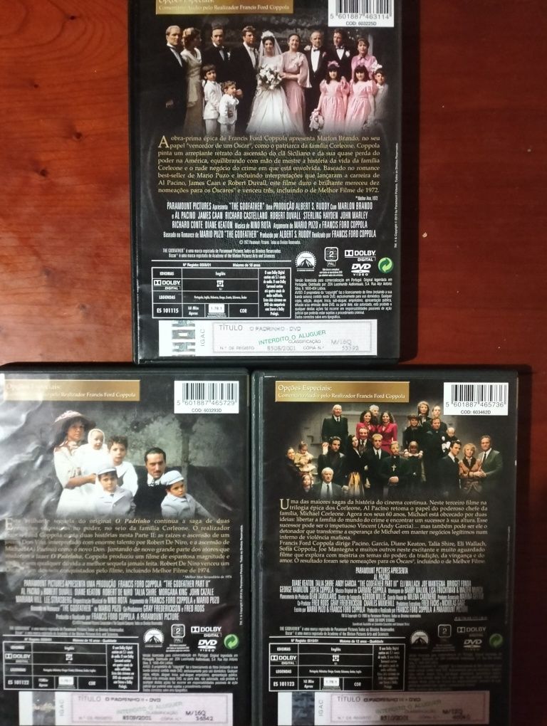 Pack 3 DVD'S Trilogia O Padrinho