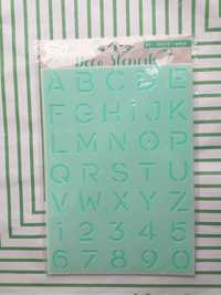 zestaw szablonów alfabet literki do tuszowania stemplowania