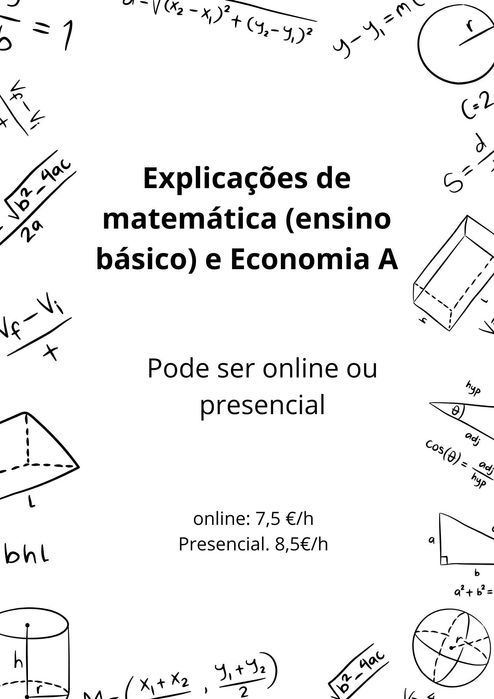 Explicações de matemática (ensino básico) e Economia A