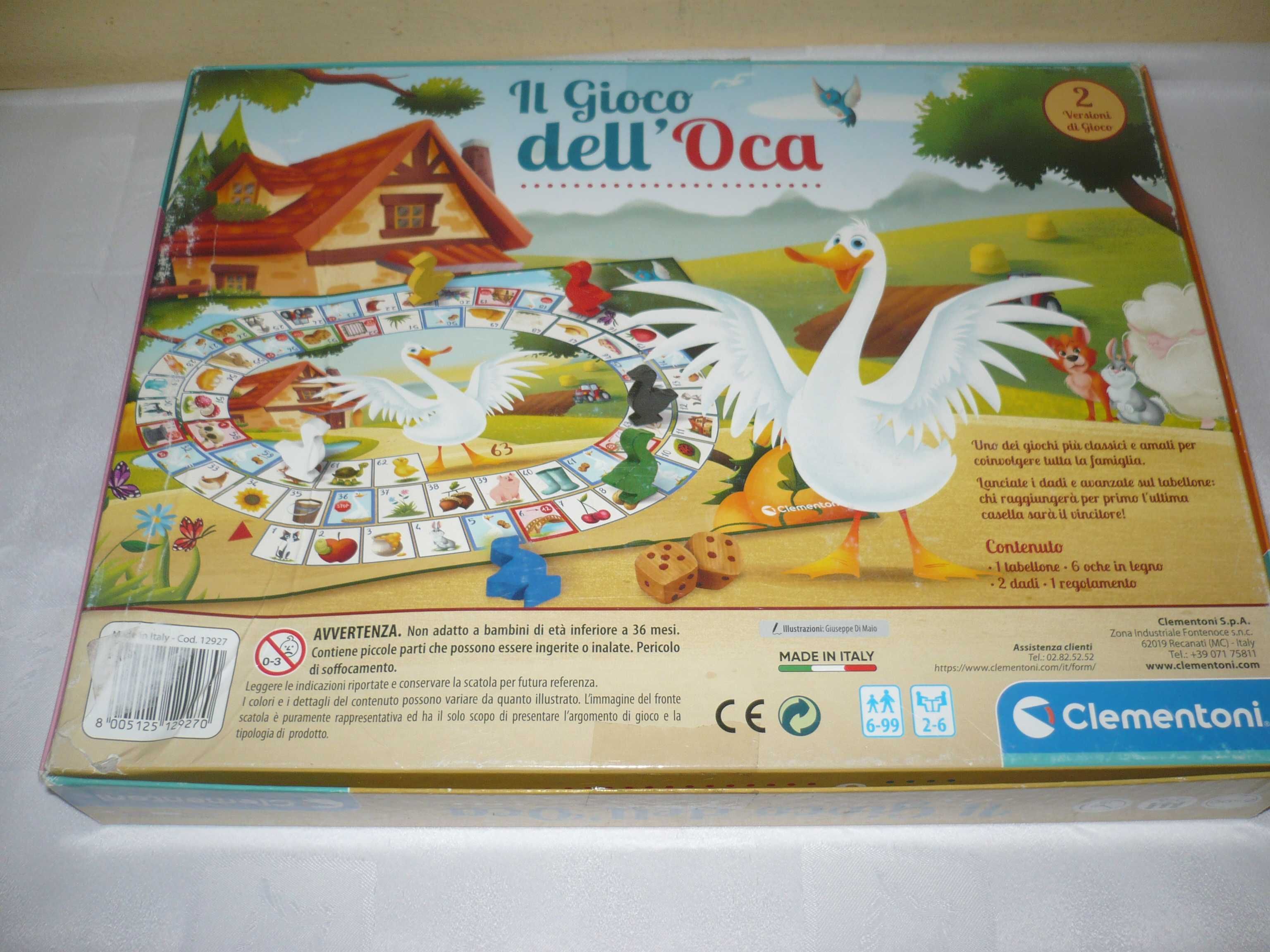 Clementoni Gioco dell'Oca gra planszowa w gęsi drewniane elementy