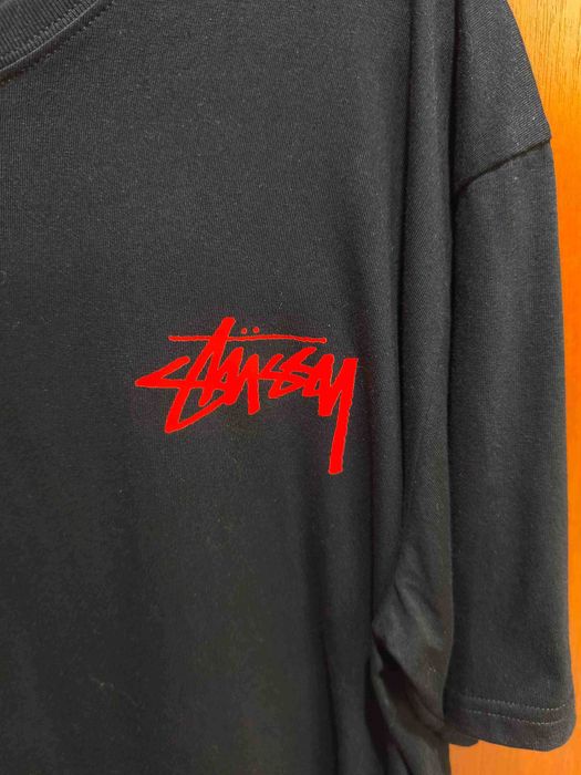 Stussy,Męska czarna koszulka z nadrukiem letnim, rozmiar L