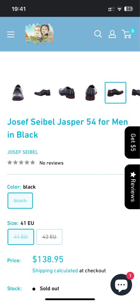 Чоловічі водонепроникні туфлі Josef Seibel Jasper 54 41(26-26,5см)