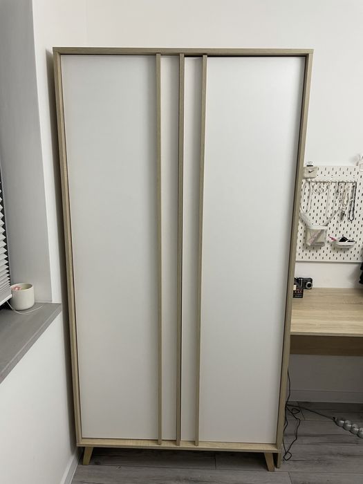 Szafa + biurko w stylu skandynawskim biel/dąb sonoma