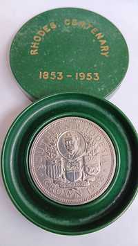 Moeda de uma coroa prata 1953 África do Sul
