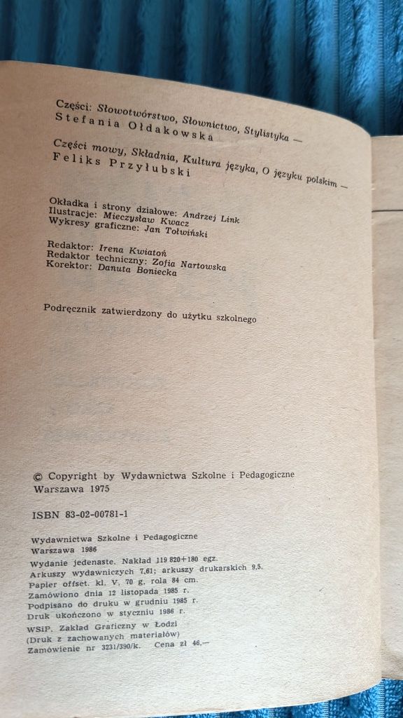 Nauka o języku Podręcznik dla zasadniczej szkoły zawodowej