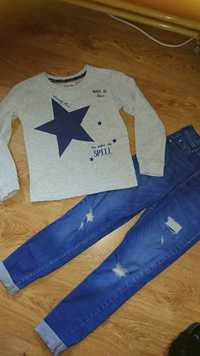 Spodnie dzinsowe i bluza dla dziewczynki 134-140