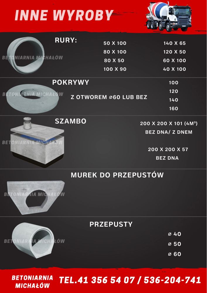 bloczki betonowe Pustaki Kręgi Materiały Budowlane Betonowe Transport