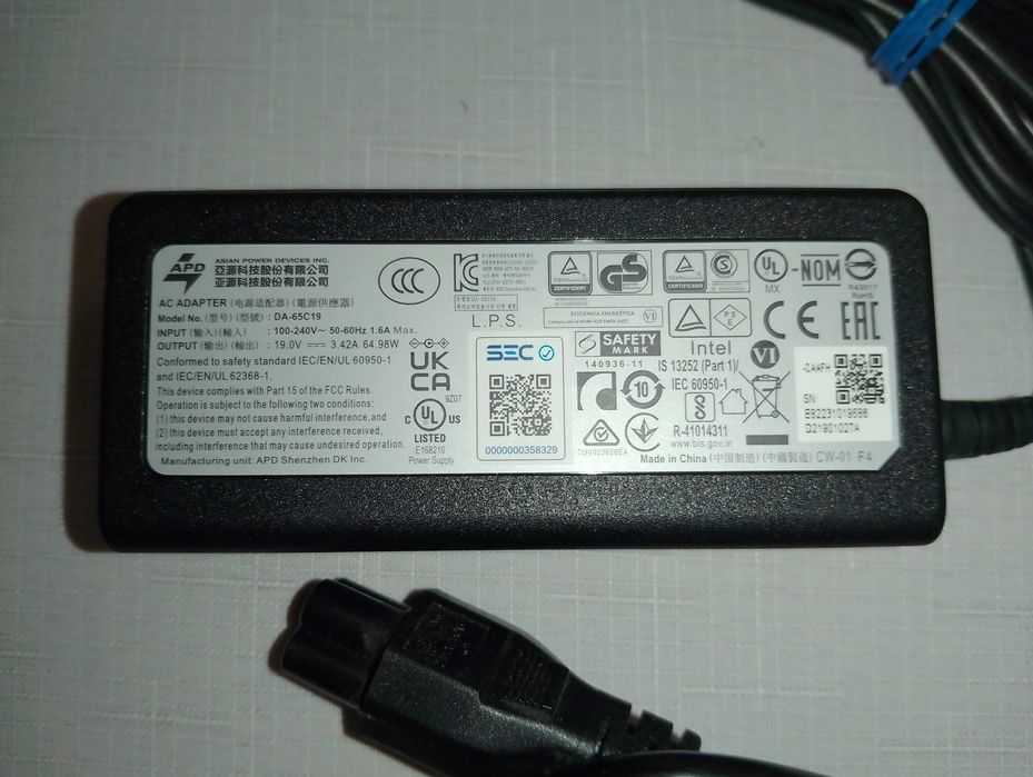 Блок питания для монитора MSI, ASUS, LG,  APD DA-65C19 19V 3.42A