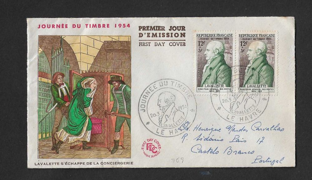 Carta de França para Portugal 1954