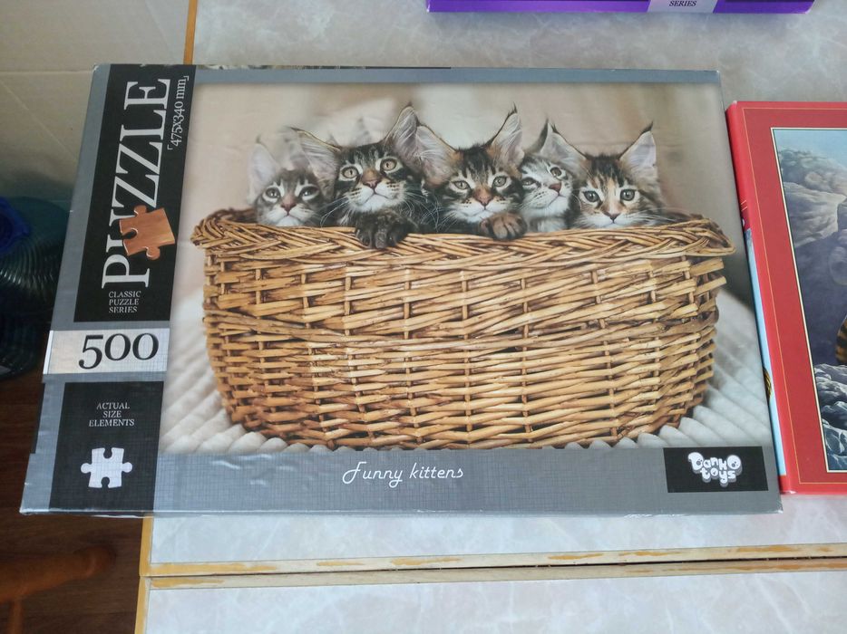 Недорого! Пазлы 500шт животные: котята, тигр, волк; набор 3шт.