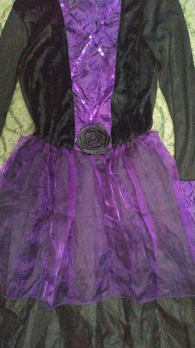 Карнавальное платье ведьмы на Хеллоуин с шляпой, размер S