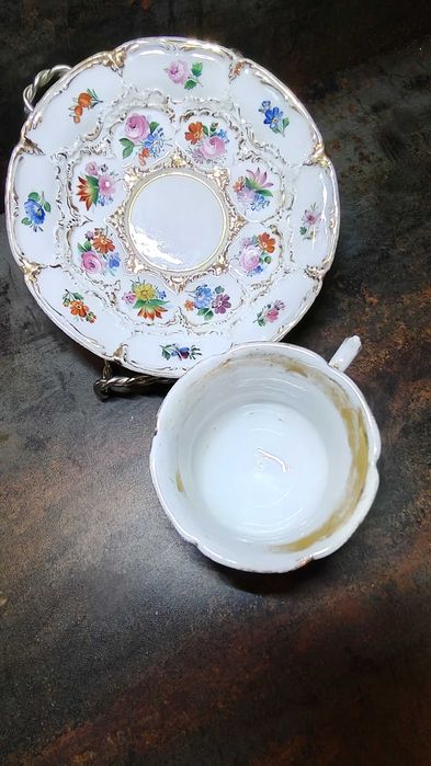 Porcelana Miśnia (Meissen), filiżanka, spodek, vintage