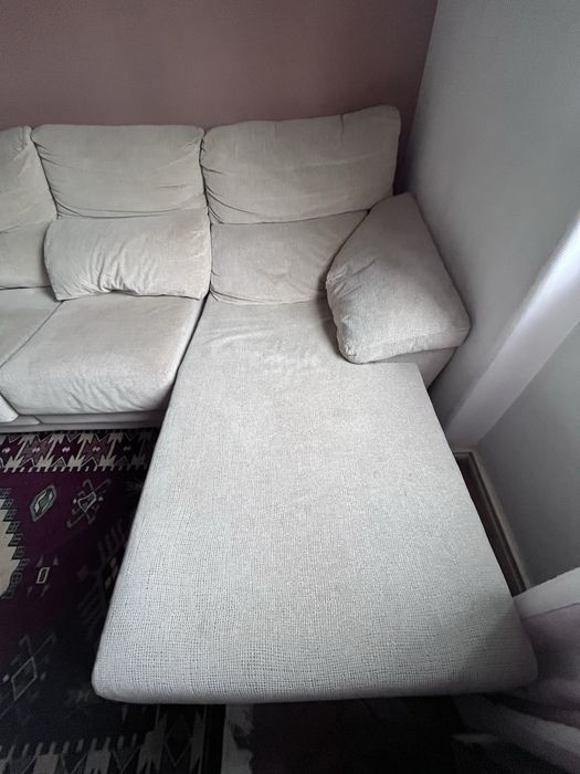 Sofá Chaise Longue de Tecido Bege