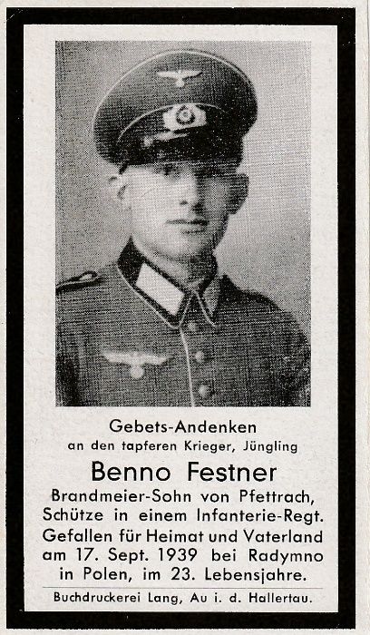 Wehrmacht 1939 nekrolog sterbebild Radymno