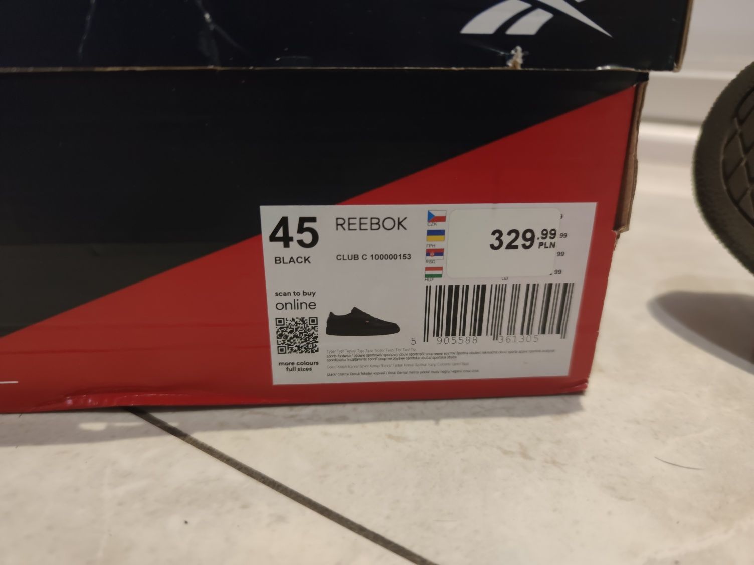 Sneakersy buty Reebok Club C Black 45