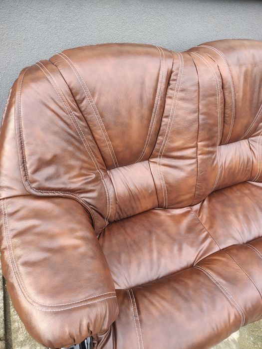 Komplet wypoczynkowy 3-2-1dębowy skóra naturalna