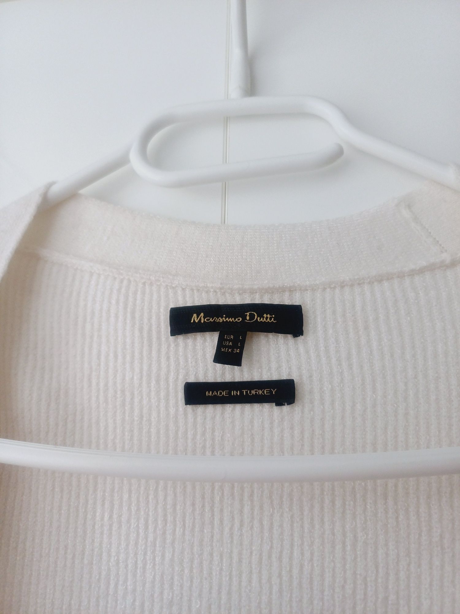 Massimo Dutti kardigan ecru kremowy biały sweter na guziki oversize