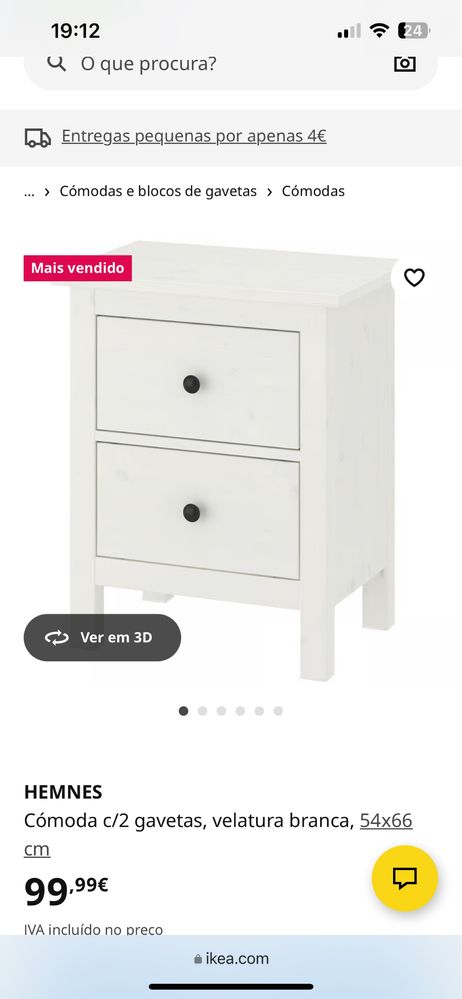 2 Mesa cabeceira hemnes ikea