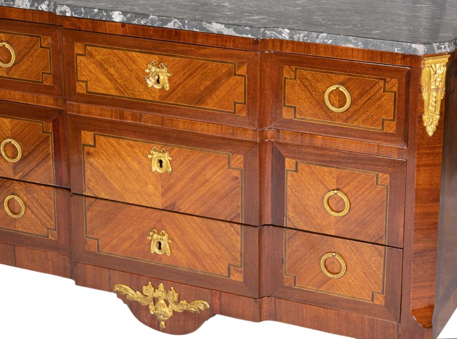 Cómoda com Gavetas Bronze Napoleão III, Tampo Mármore, Século XIX