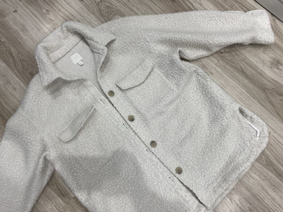 Baranek kurtka koszula H&M złamana biel L