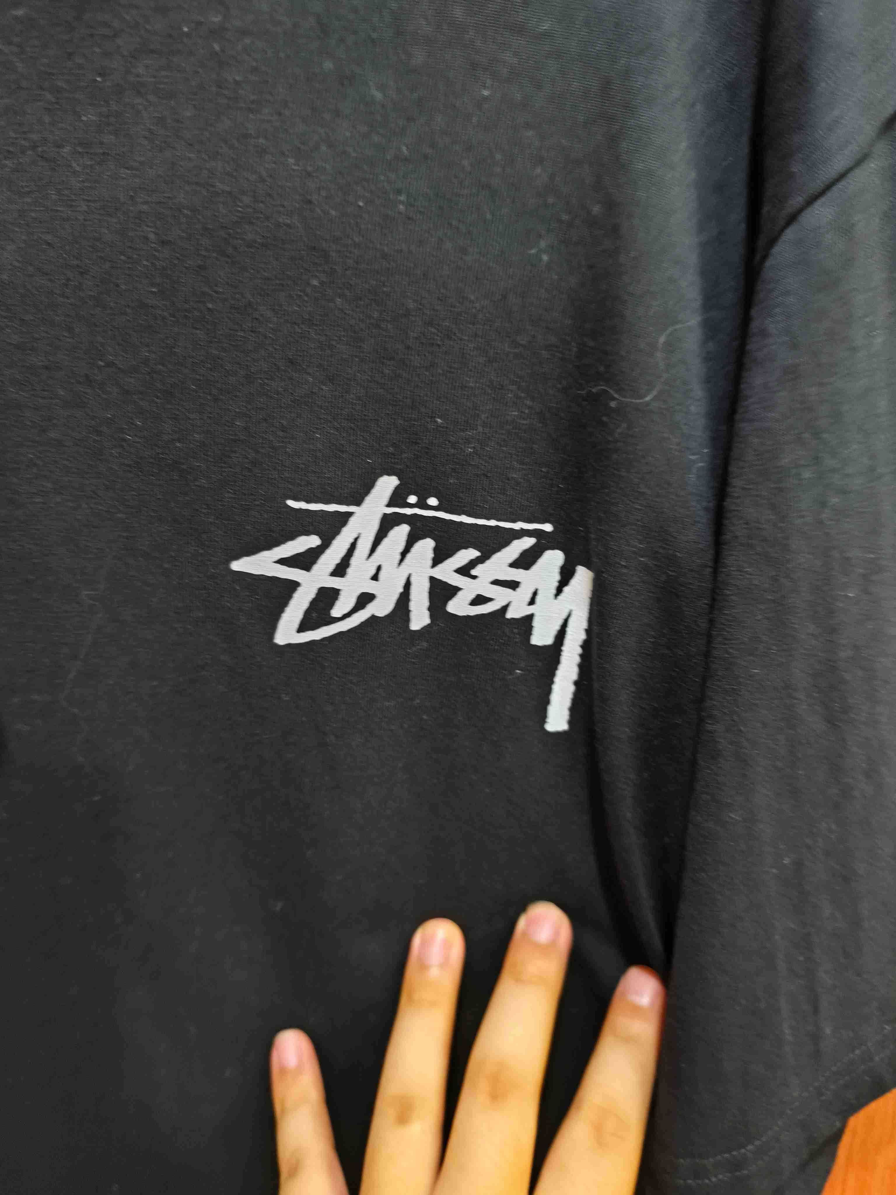 Stussy,Męska czarna koszulka z nadrukiem letnim, rozmiar L