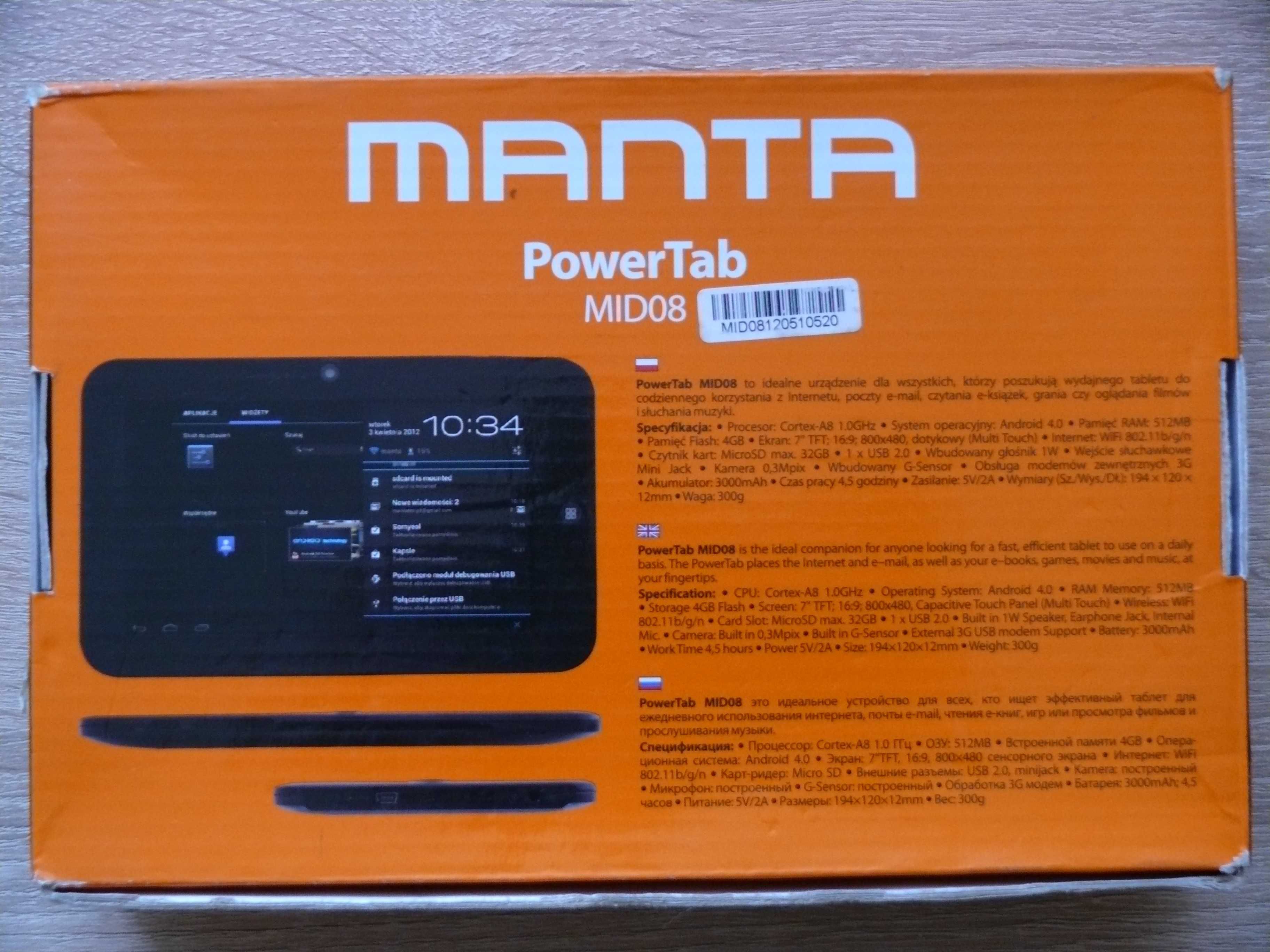 Tablet Manta 7" MID08 + klawiatura ART