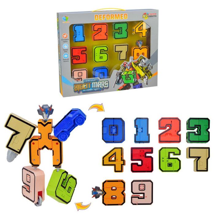 Набір з 10  роботів трансформерів у вигляді цифр від 0 до 9  788-74Y