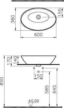 Umywalka owalna firmy Vitra w zabudowie z szufladami