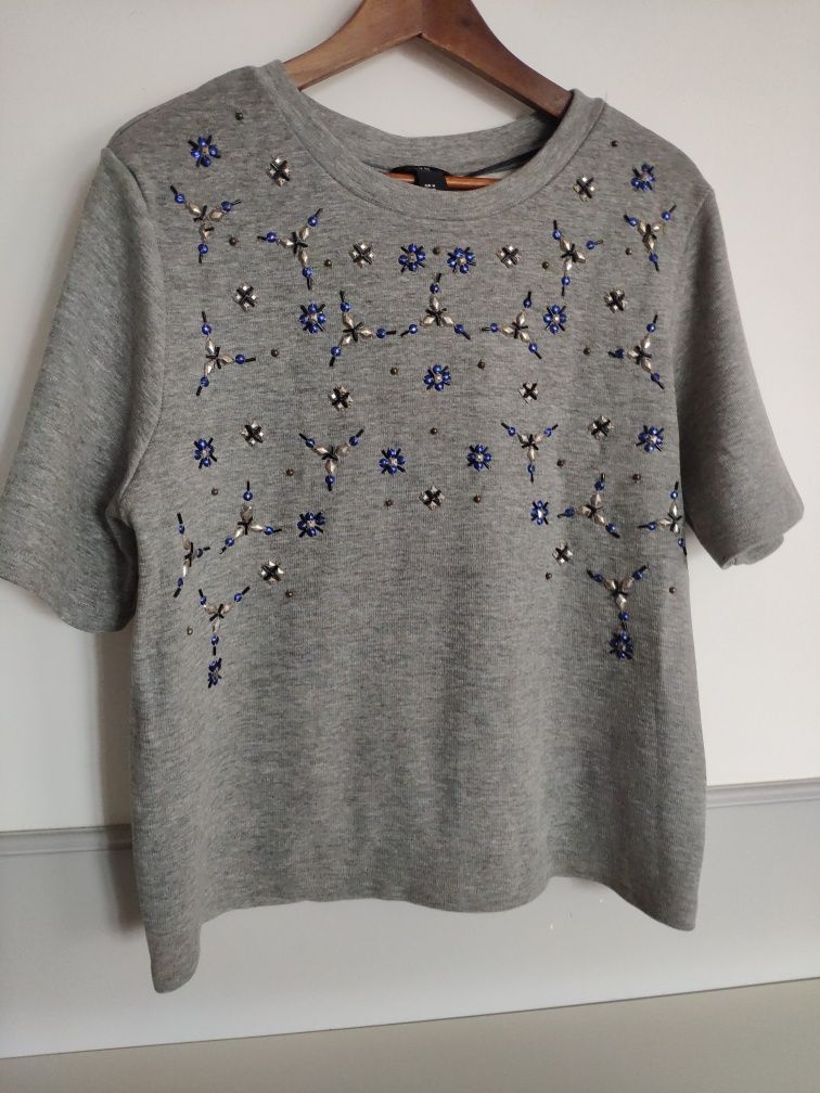 Dresowa bluzka z cekinowymi ozdobami H&M. Rozm.M/L. Bawełna &Wiskoza