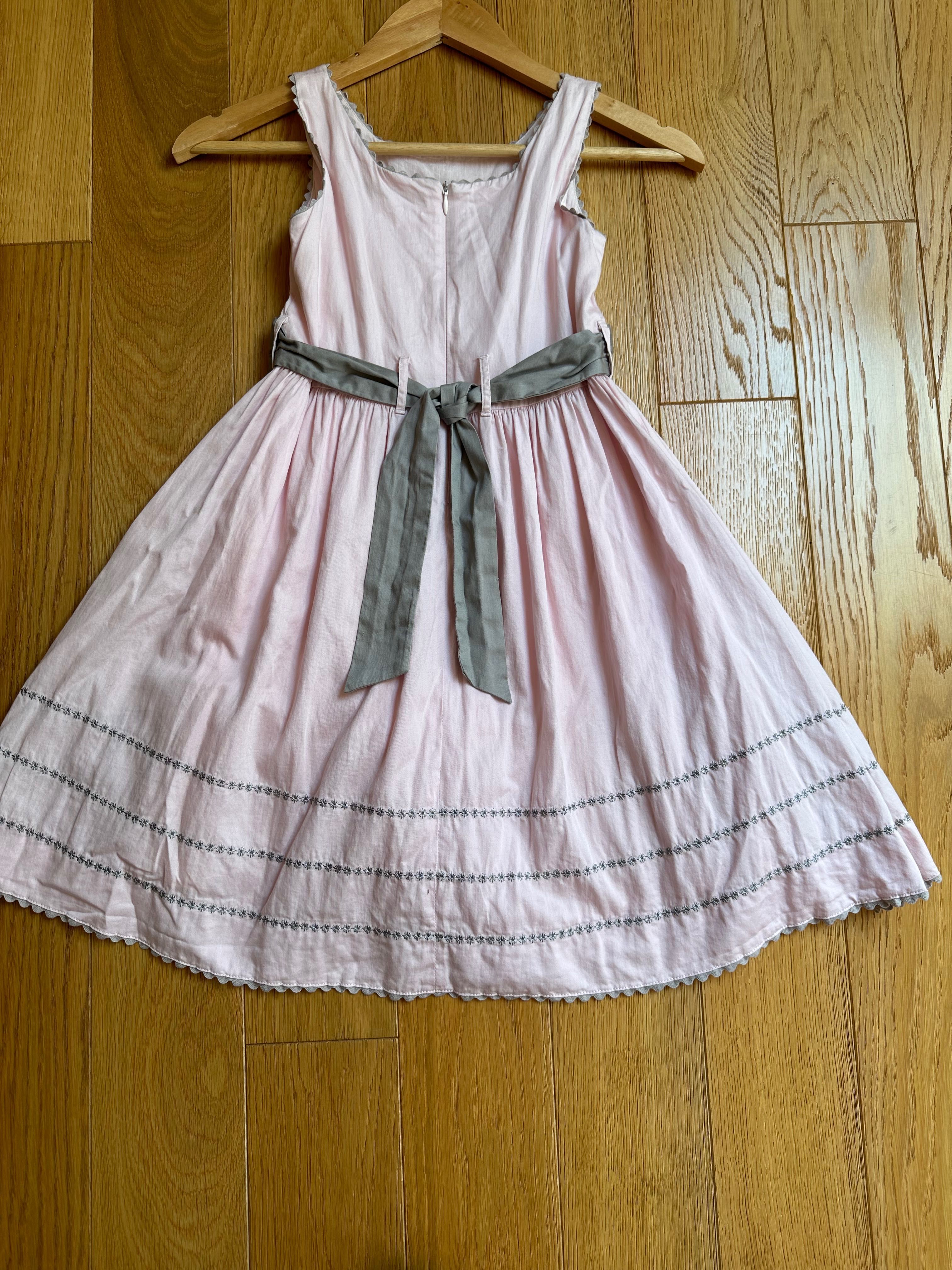 Sukienka r. 128 różowa pudrowa pastelowa na tiulowej haleczce