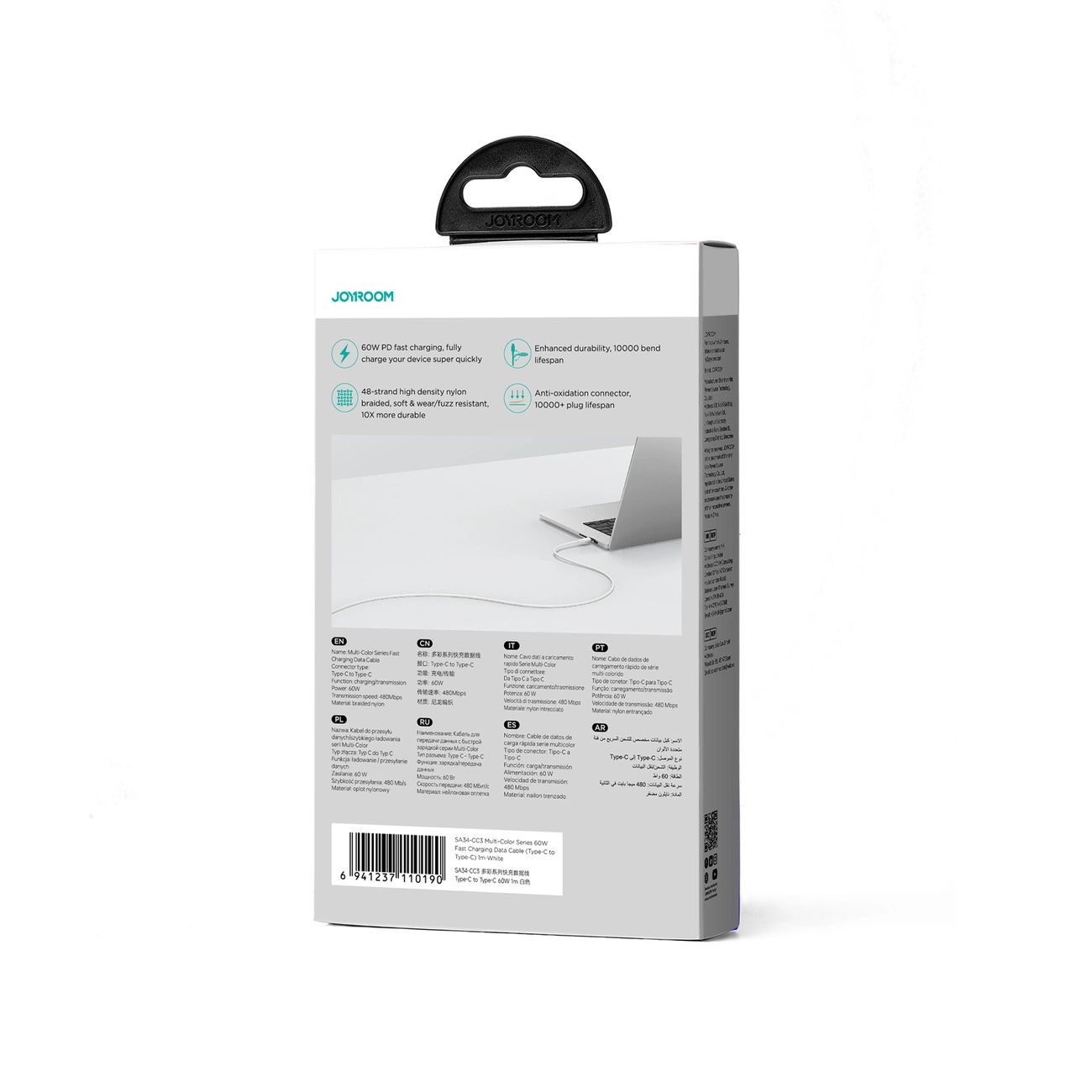 Kabel Joyroom Multi-Color Series S-A34 Usb-C / Usb-C Pd 60W 1M - Biały