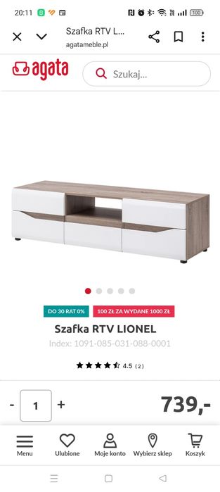 Komplet szafka RTV i komoda Agata Meble