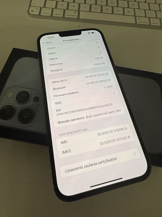 iPhone 13 Pro Max 128gb Sierra Blue Stan Idealny Bateria 100%