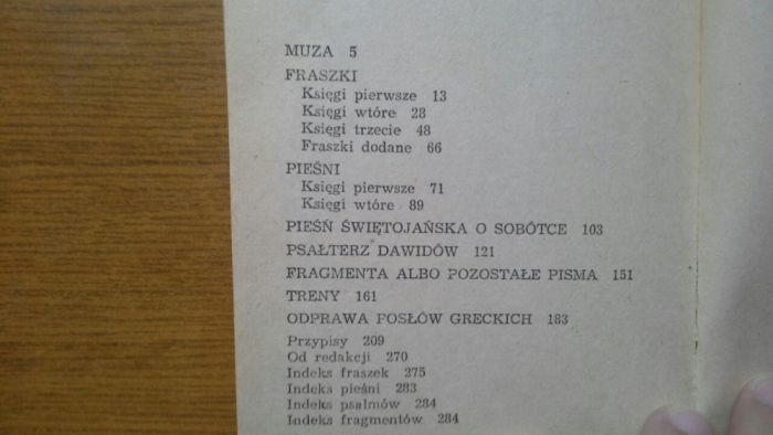Sobie śpiewam a muzom - Jan Kochanowski